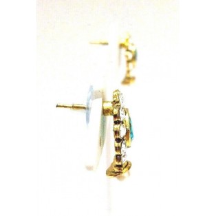 Gold Oxidized Women Earring Stud Jewelry PushBack Classy Gift Rhinestones Bead 1